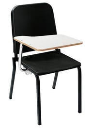 Melody Music Chair, Right Tablet Arm, Black Chair, White Tablet